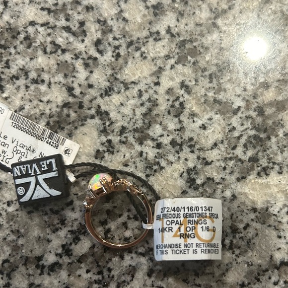 LE VIAN “Neopolitan Opal & Diamond Twist Ring in 14k Rose Gold” Size 7 - Picture 7 of 10